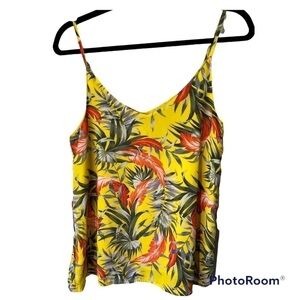 𝅺cotton on tropical patterned silky tank top with adjustable straps, extra small